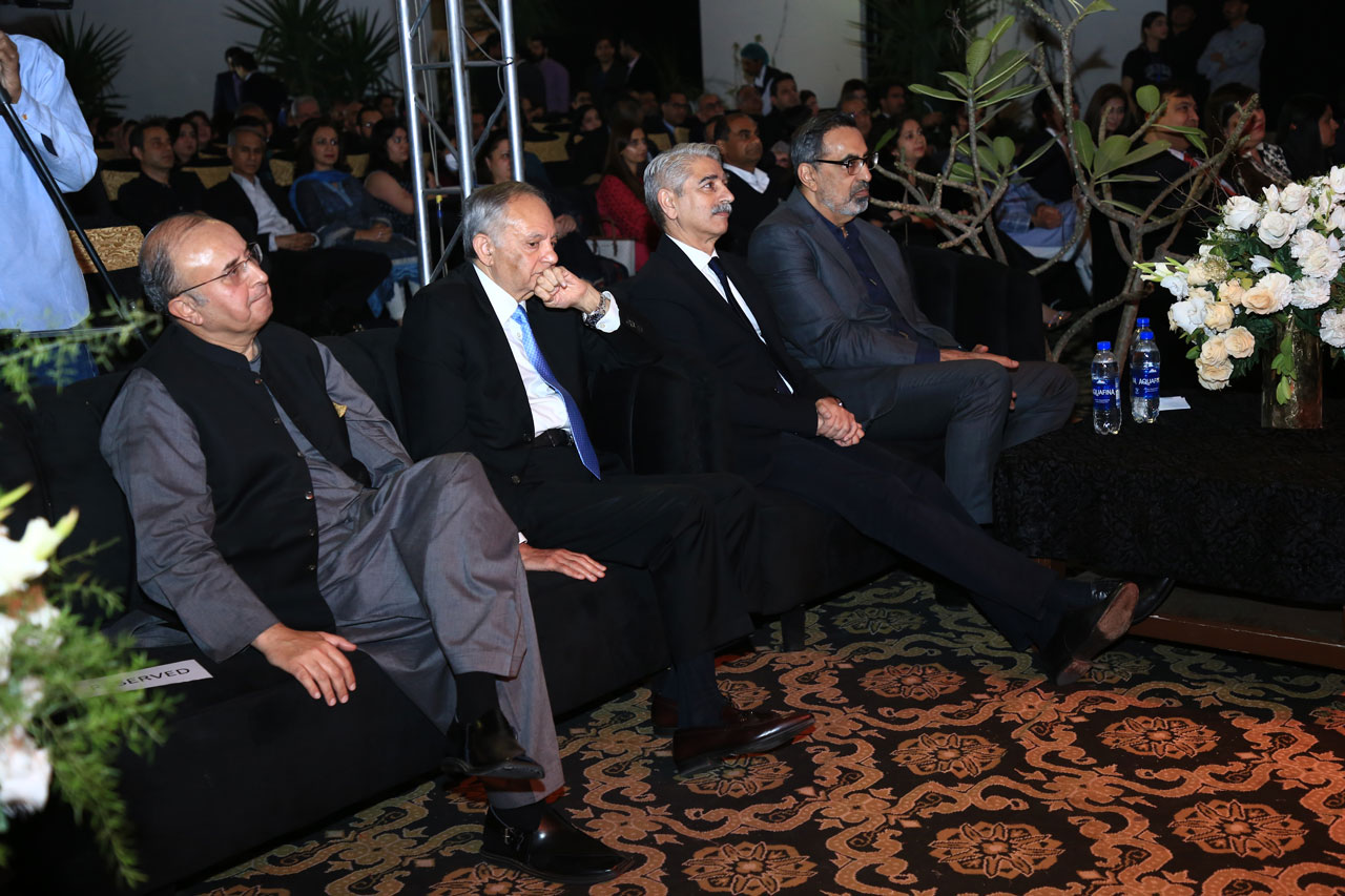 senior LUMS leadership including Mr. Abdul Razak Dawood, Pro Chancellor, Mr. Shahid Hussain, Rector, and Dr. Arshad Ahmad, Vice Chancellor. Justice Syed Mansoor Ali Shah also joined the celebrations.