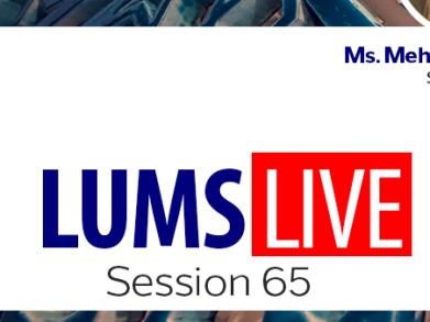 LUMS Live logo on white background with Session 65 written underneath