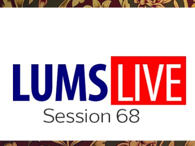 LUMS Live logo on white background with Session 68 written underneath