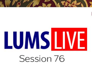 LUMS Live logo on white background with Session 76 written underneath