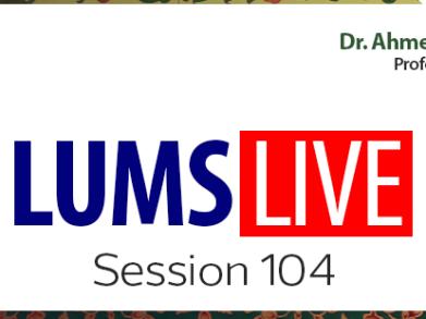 LUMS Live logo on white background with Session 104 written underneath