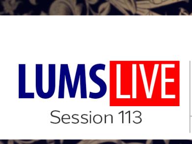 LUMS Live logo on white background with Session 113 written underneath