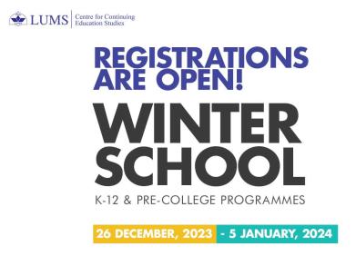 Registrations Open for Winter School at LUMS!